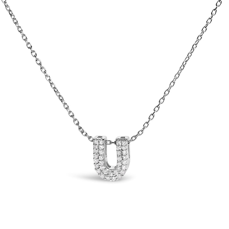 Bids.com 10K White Gold Diamond Accent "A" Initial Bubble Pendant Necklace Necklaces