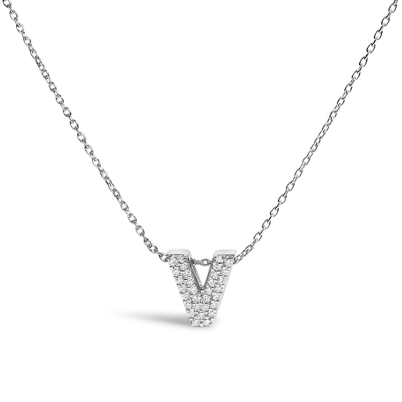 Bids.com 10K White Gold Diamond Accent "A" Initial Bubble Pendant Necklace Necklaces