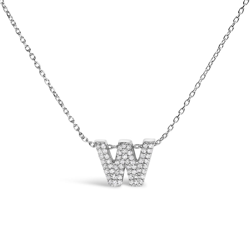 Bids.com 10K White Gold Diamond Accent "A" Initial Bubble Pendant Necklace Necklaces