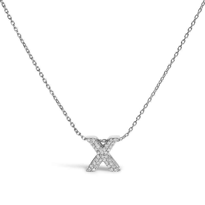 Bids.com 10K White Gold Diamond Accent "A" Initial Bubble Pendant Necklace Necklaces