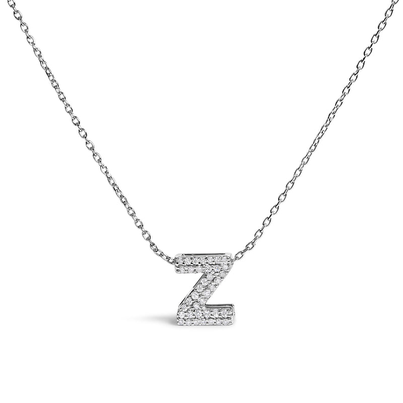 Bids.com 10K White Gold Diamond Accent "A" Initial Bubble Pendant Necklace Necklaces