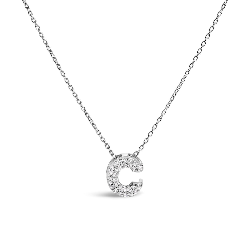 Bids.com 10K White Gold Diamond Accent "A" Initial Bubble Pendant Necklace Necklaces
