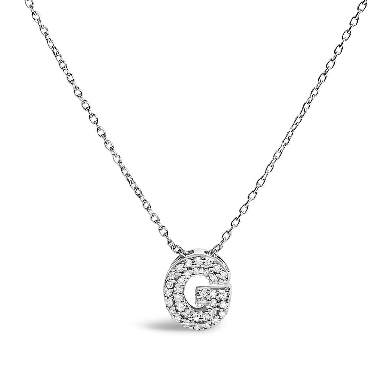 Bids.com 10K White Gold Diamond Accent "A" Initial Bubble Pendant Necklace Necklaces