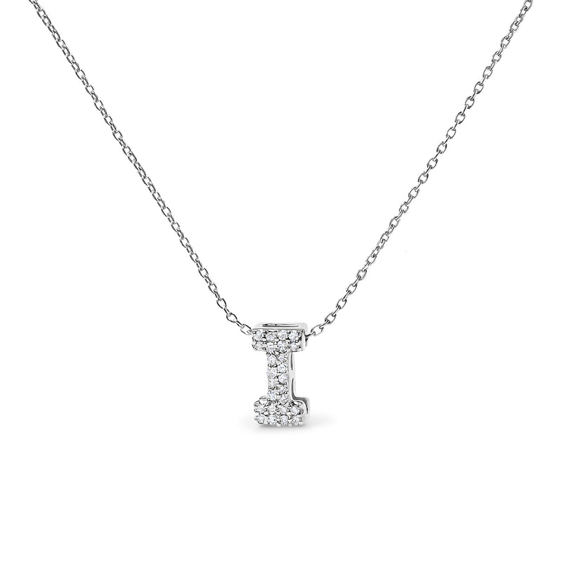 Bids.com 10K White Gold Diamond Accent "A" Initial Bubble Pendant Necklace Necklaces