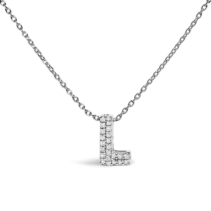 Bids.com 10K White Gold Diamond Accent "A" Initial Bubble Pendant Necklace Necklaces