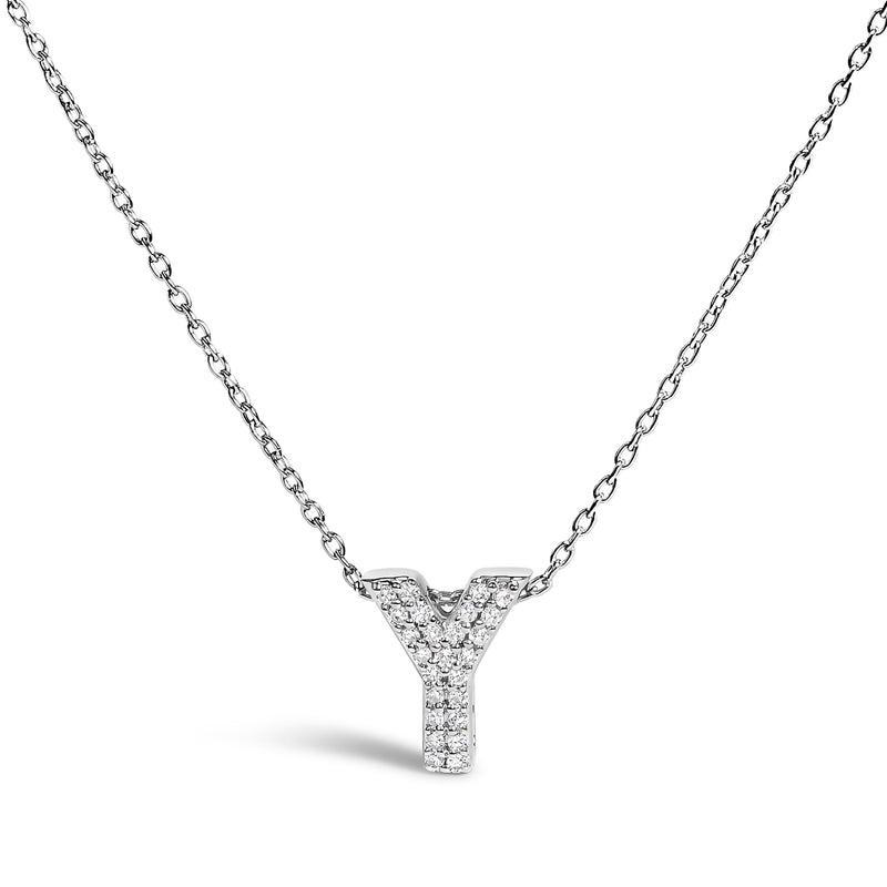 Bids.com 10K White Gold Diamond Accent "A" Initial Bubble Pendant Necklace Necklaces