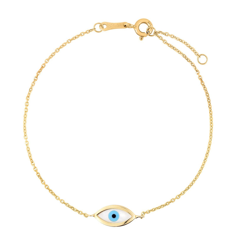 Bids.com 14k Yellow Gold MOP Evil Eye Bracelet (1.00 mm) Bracelets