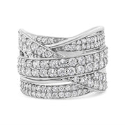 Bids.com .925 Sterling Silver 2.00 Cttw Round-Cut Diamond Overlapping Bypass Band Ring (I-J Color, I2-I3 Clarity) - Ring Size 7 Rings