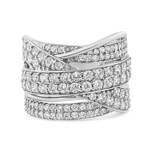 Bids.com .925 Sterling Silver 2.00 Cttw Round-Cut Diamond Overlapping Bypass Band Ring (I-J Color, I2-I3 Clarity) - Ring Size 7 Rings