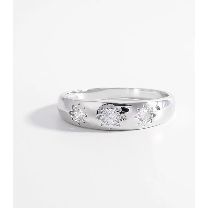 925 Sterling Silver Inlaid Zircon Ring