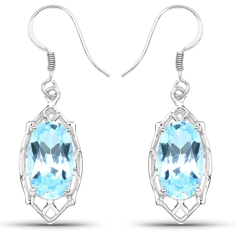 Bids.com 13.68 Carat Genuine Blue Topaz .925 Sterling Silver Earrings Earrings