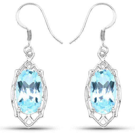 Bids.com 13.68 Carat Genuine Blue Topaz .925 Sterling Silver Earrings Earrings