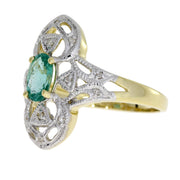 Bids.com .70ct Emerald Diamond Ring 10KT Yellow Gold Rings