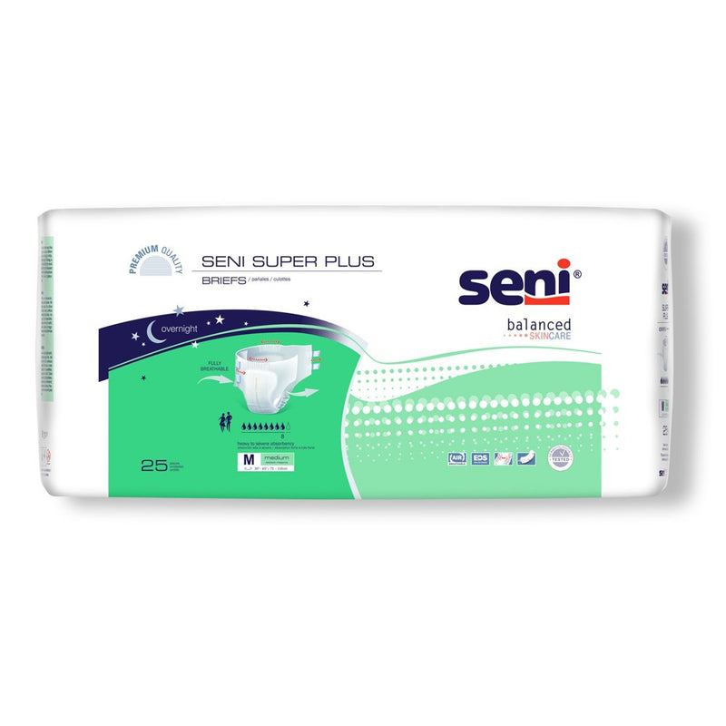 Seni Seni Super Plus Adult Incontinence Brief M Heavy Absorbency Breathable / Overnight, S-ME25-BP1, Severe Medical Supplies