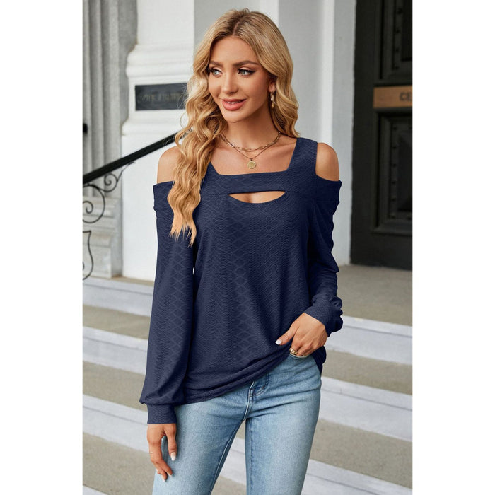 Cold Shoulder Square Neck Cutout Blouse