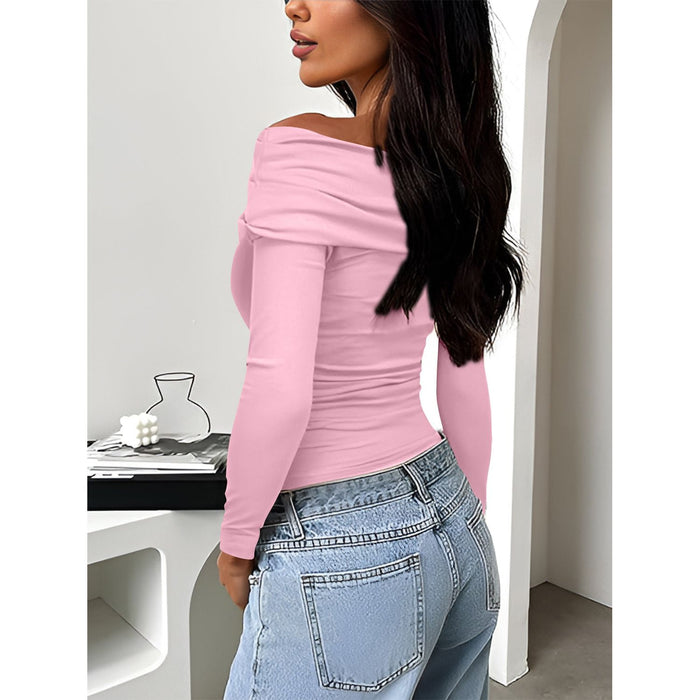 Ruched One Shoulder Long Sleeve T-Shirt