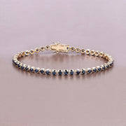 Bids.com 3.13 Carat Genuine Blue Sapphire 14K Yellow Gold Bracelet Bracelets