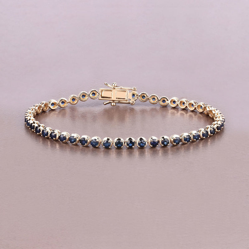 Bids.com 3.13 Carat Genuine Blue Sapphire 14K Yellow Gold Bracelet Bracelets