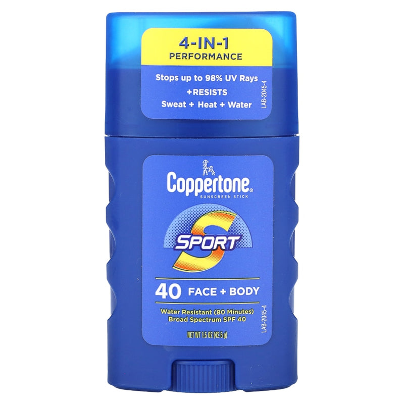 Coppertone Coppertone Sport 4-in-1 Performance Face + Body Broad Spectrum Sunscreen Stick, SPF 40, 1.5 Oz Sunscreen