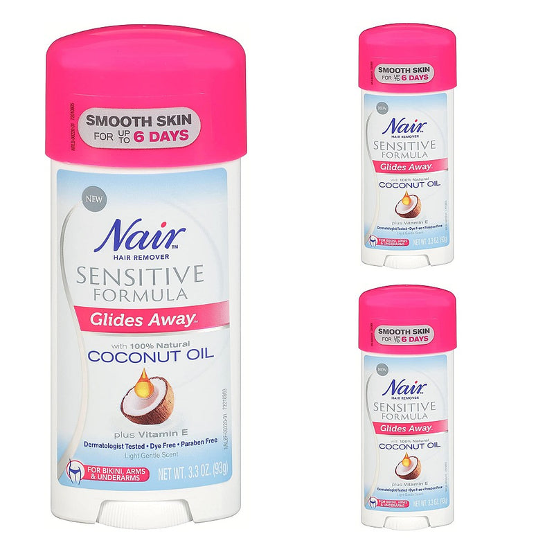 Nair Nair Hair Remover Sensitive Formula Glide Away With Coconut Oil 3.3 Oz Shaving & Grooming