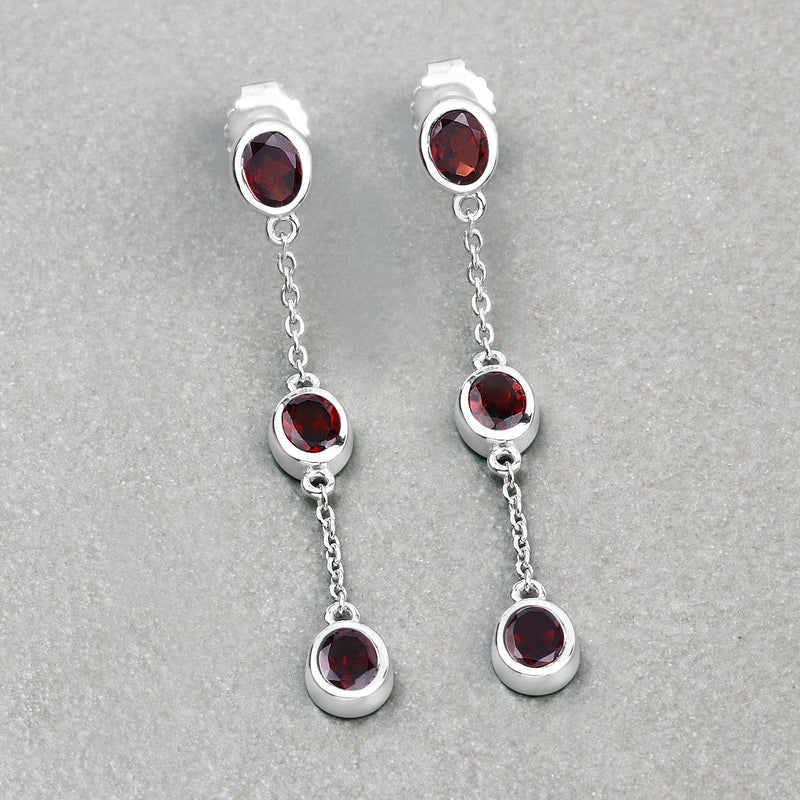 Bids.com 2.70 Carat Genuine Garnet .925 Sterling Silver Earrings Earrings