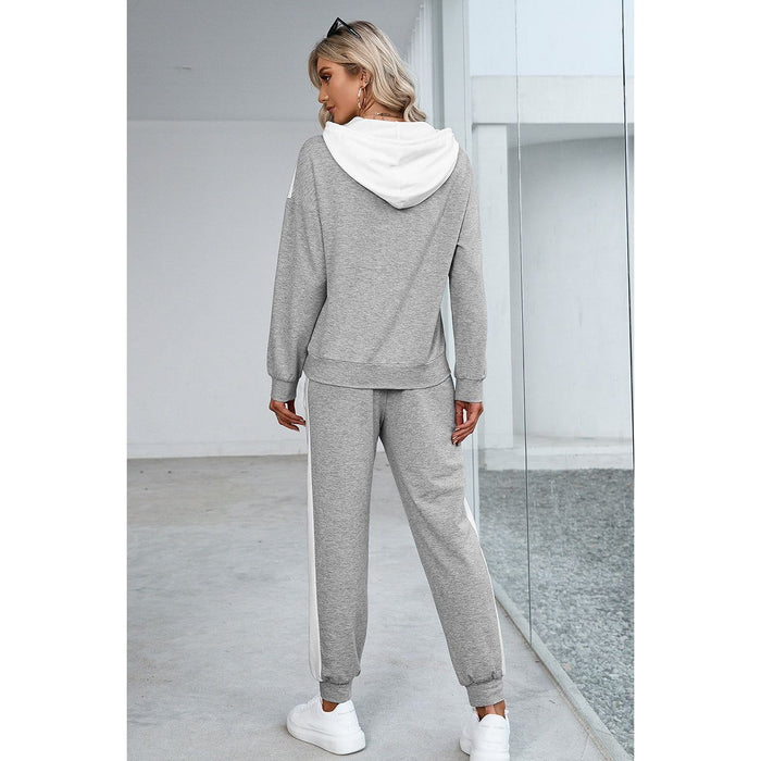 Dropped Shoulder Hoodie and Long Pants Set