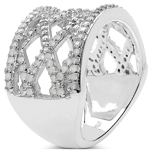 Bids.com 0.92 Carat Genuine White Diamond .925 Sterling Silver Ring Rings