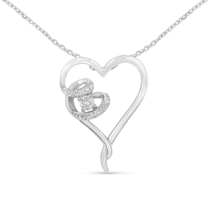 Bids.com .925 Sterling Silver 1/10 cttw Diamond Heart Pendant Necklace (H-I, I1-I2) Necklaces
