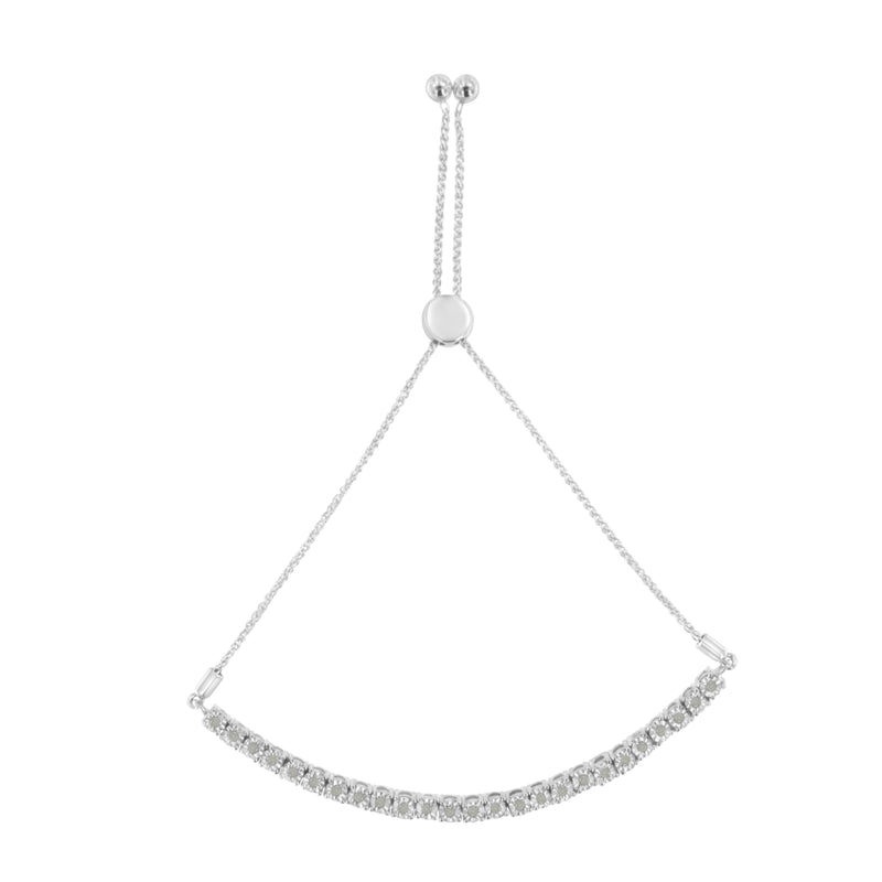 Bids.com 10K Yellow Gold over .925 Sterling Silver 1/4 Cttw Miracle-Set Diamond 4â€-10â€ Adjustable Bolo Tennis Bracelet (I-J Color, I3 Clarity) Bracelets