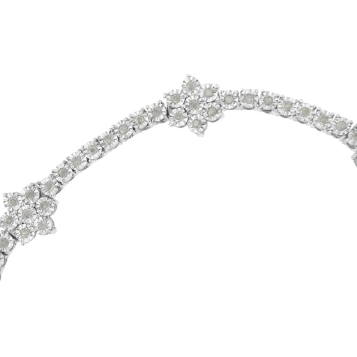 Bids.com .925 Sterling Silver 1.0 cttw Miracle-Set Diamond Floral Station Tennis Bracelet (I-J Color, I3 Clarity) - 7-1/2" Bracelets