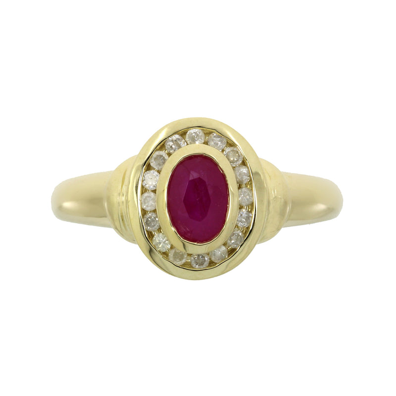 Bids.com .70ct Ruby Diamond Ring 10KT Yellow Gold Rings