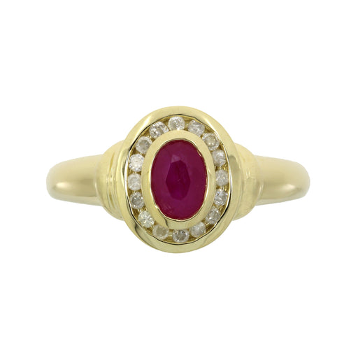 Bids.com .70ct Ruby Diamond Ring 10KT Yellow Gold Rings