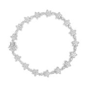 Bids.com 14K White Gold 1 1/5 Cttw Round Diamond Flower Blossom Link Bracelet (H-I Color, SI1-SI2 Clarity) - Size 7" Bracelets