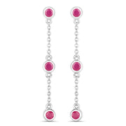 Bids.com 0.78 Carat Genuine Ruby .925 Sterling Silver Earrings Earrings