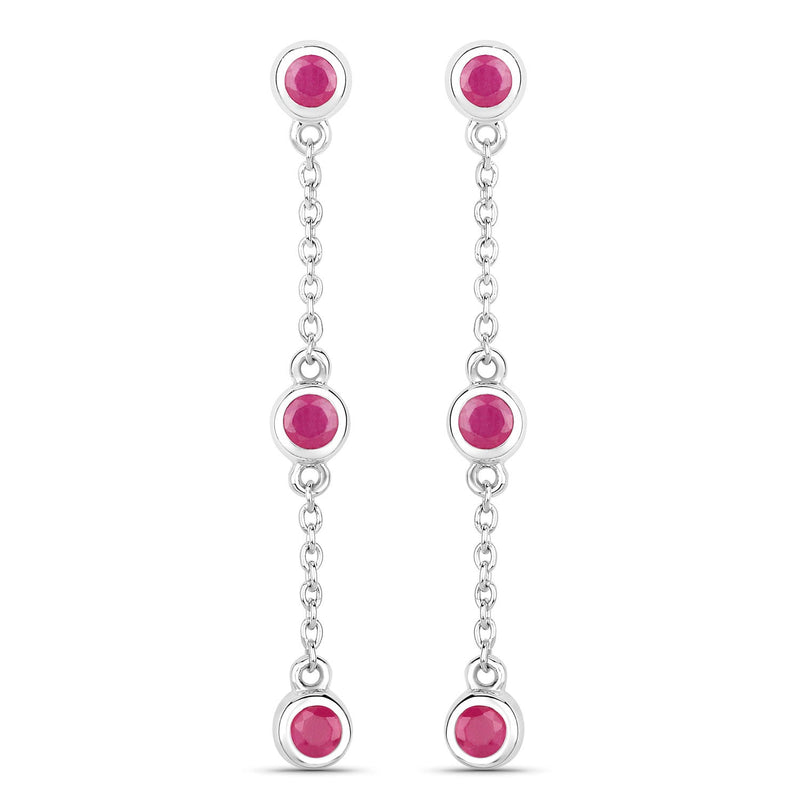 Bids.com 0.78 Carat Genuine Ruby .925 Sterling Silver Earrings Earrings