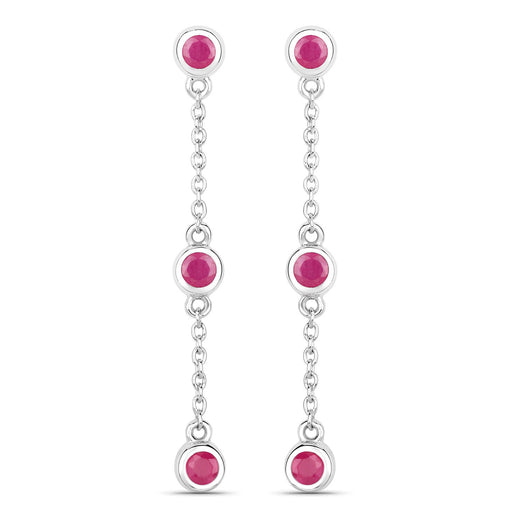 Bids.com 0.78 Carat Genuine Ruby .925 Sterling Silver Earrings Earrings