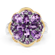 Bids.com Two Tone Plated 2.66 Carat Genuine Amethyst .925 Sterling Silver Ring Rings