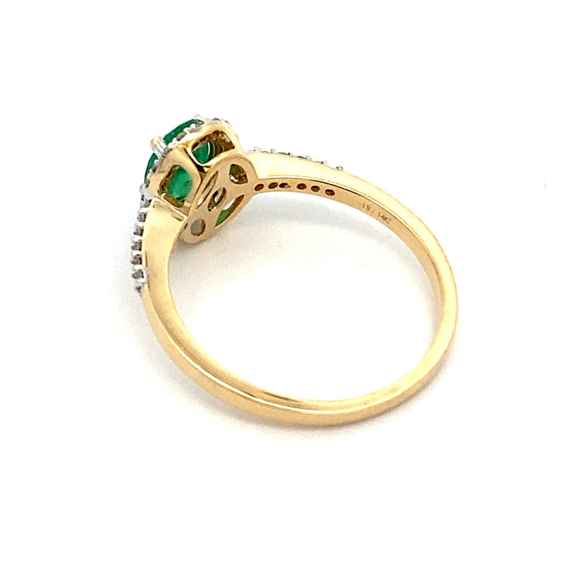 Bids.com .74ct Emerald Diamond Ring 14KT Yellow Gold Rings