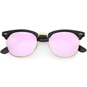 zeroUV Retro Horned Rim Half Frame Flash Mirror Lens Sunglasses 9309 Sunglasses