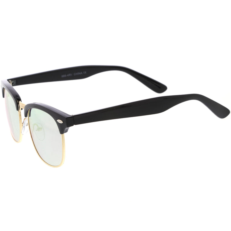 zeroUV Retro Horned Rim Half Frame Flash Mirror Lens Sunglasses 9309 Sunglasses