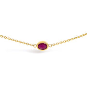 Bids.com 14K Yellow Gold Bezel Set 4x3 mm Oval Red Ruby Station Necklace - 18 Inches Necklaces