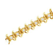 Bids.com 10KT Yellow Gold Plated .925 Sterling Silver 1 cttw Prong-Set Diamond Link Bracelet (J-K, I1-I2) - 7.5" Bracelets