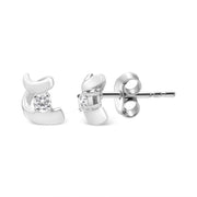 Bids.com 10K White Gold 1/10 Cttw Round Brilliant-Cut Diamond Espira Swirls Solitaire Push Back Stud Earrings (I-J Color, I1-I2 Clarity) Earrings
