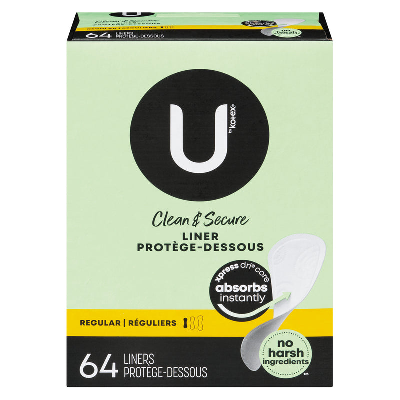 U by Kotex U by Kotex Clean & Secure Panty Liners Light Absorbency Regular Length Health & Beauty Light Gray