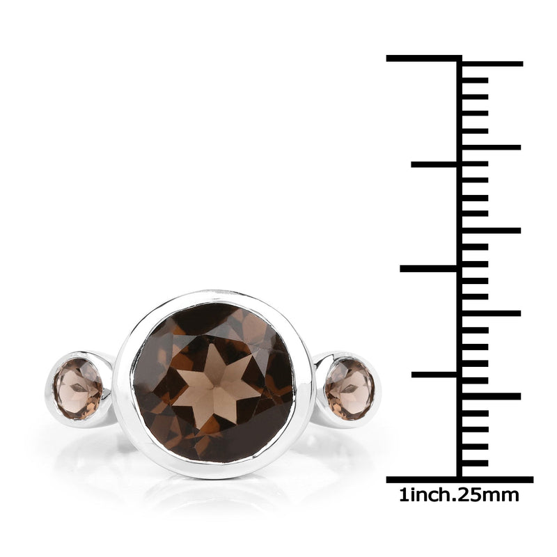 Bids.com 3.56 Carat Genuine Smoky Quartz .925 Sterling Silver Ring Rings