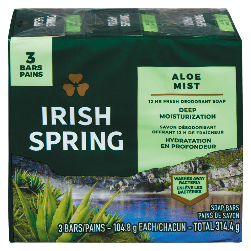 Irish Spring Irish Spring Aloe Mist Deodorant Bar Soap For Men, 3.7 Oz Bar Soap
