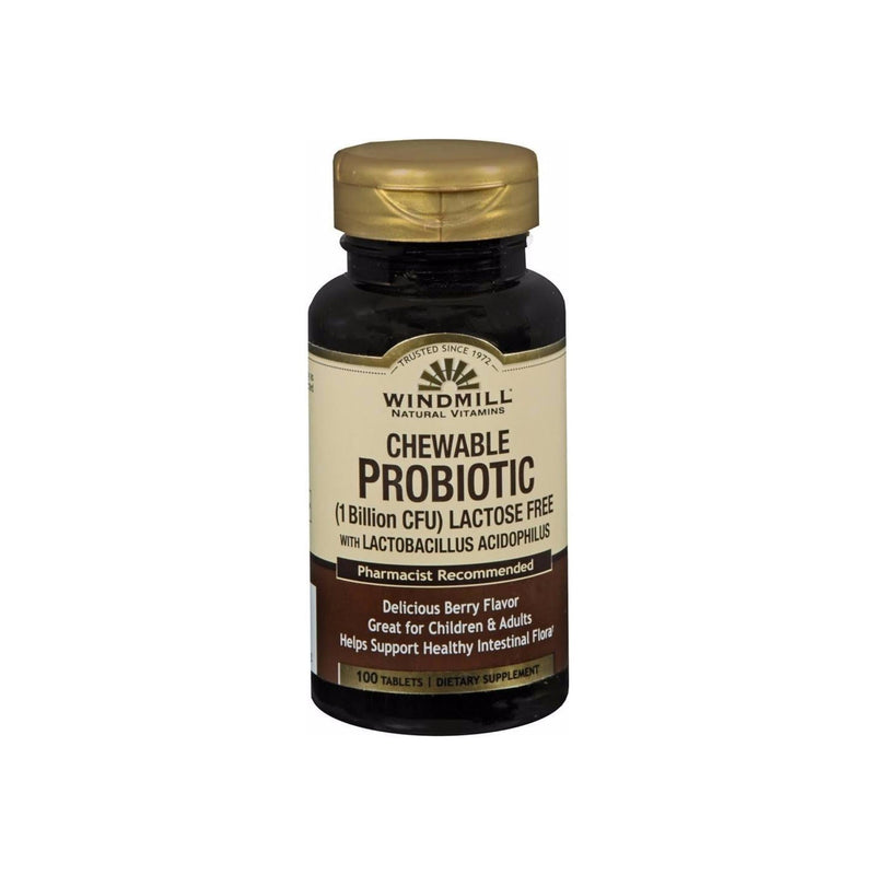 Windmill Windmill Probiotic Lactose Free Berry Chewables - 100 Count Vitamins & Supplements Black