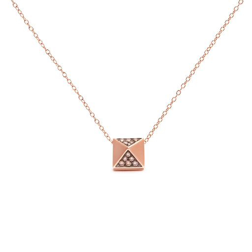 Bids.com 14K Rose Gold 1/4 Cttw Brown Diamond Matte Finished Pyramid Pendant Necklace (Brown Color, SI1-SI2 Clarity) - 18" Inches Necklaces