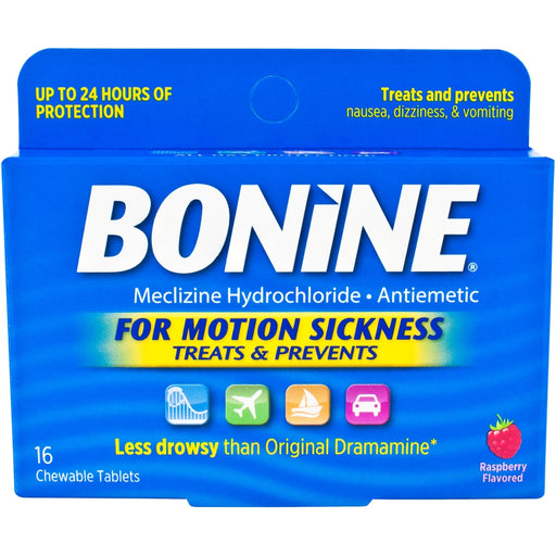 Bonine Bonine Meclizine Hydrochloride, For Motion Sickness, Raspberry Flavored, Chewable Tablets Health & Beauty