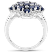 Bids.com 3.48 Carat Genuine Blue Sapphire and White Zircon .925 Sterling Silver Ring Rings